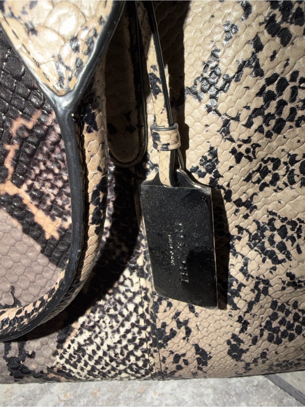 Coach Snakeskin Print Crossbody Tote in Beige Black - Picture 5 of 10